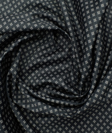 J.Hampstead Men's  Cotton Printed 2.25 Meter Unstitched Shirting Fabric (Blackish Grey)