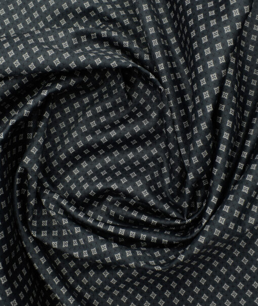 J.Hampstead Men's  Cotton Printed 2.25 Meter Unstitched Shirting Fabric (Blackish Grey)