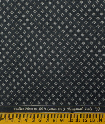 J.Hampstead Men's  Cotton Printed 2.25 Meter Unstitched Shirting Fabric (Blackish Grey)