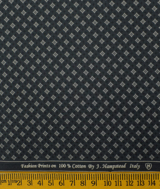 J.Hampstead Men's  Cotton Printed 2.25 Meter Unstitched Shirting Fabric (Blackish Grey)