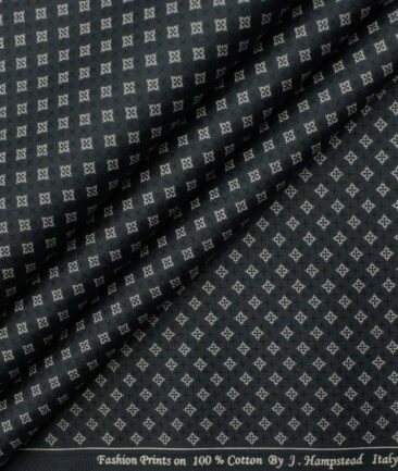 J.Hampstead Men's  Cotton Printed 2.25 Meter Unstitched Shirting Fabric (Blackish Grey)