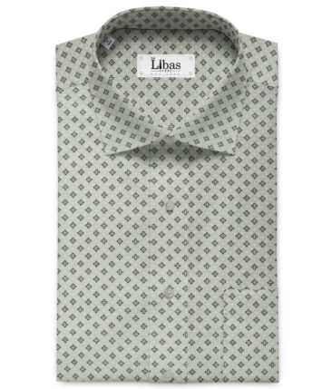J.Hampstead Men's Cotton Printed 2.25 Meter Unstitched Shirting Fabric (Light Grey)