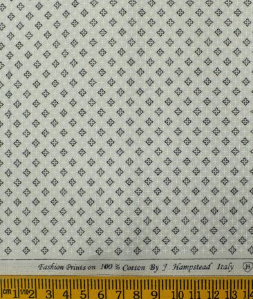 J.Hampstead Men's Cotton Printed 2.25 Meter Unstitched Shirting Fabric (Light Grey)