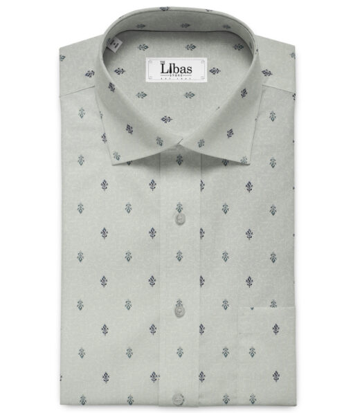 J.Hampstead Men's Cotton Printed 2.25 Meter Unstitched Shirting Fabric (Light Grey)