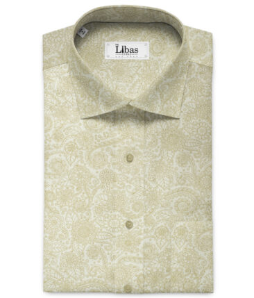 J.Hampstead Men's Cotton Printed 2.25 Meter Unstitched Shirting Fabric (White)