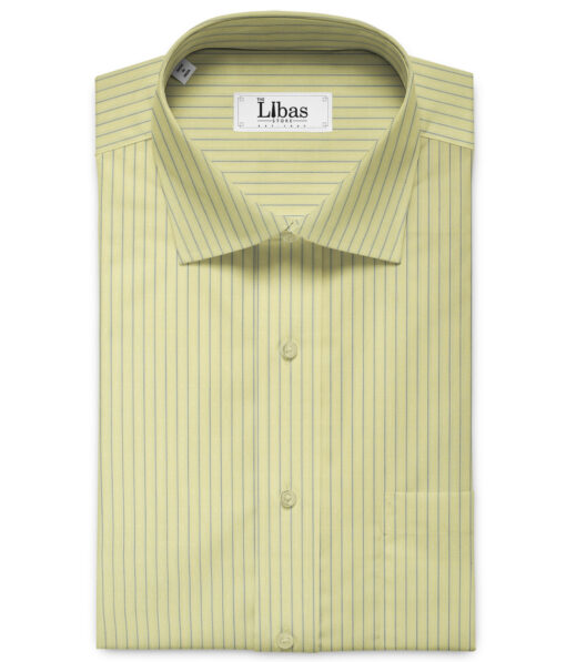 J.Hampstead Men's Cotton Striped 2.25 Meter Unstitched Shirting Fabric (Yellow)