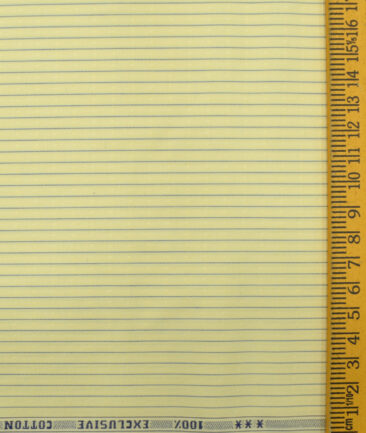 J.Hampstead Men's Cotton Striped 2.25 Meter Unstitched Shirting Fabric (Yellow)