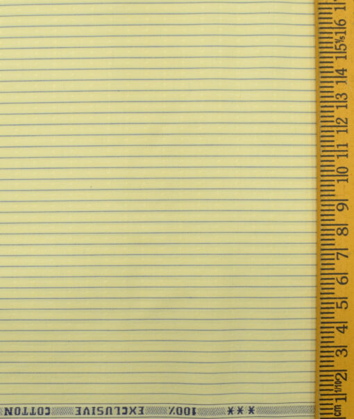 J.Hampstead Men's Cotton Striped 2.25 Meter Unstitched Shirting Fabric (Yellow)