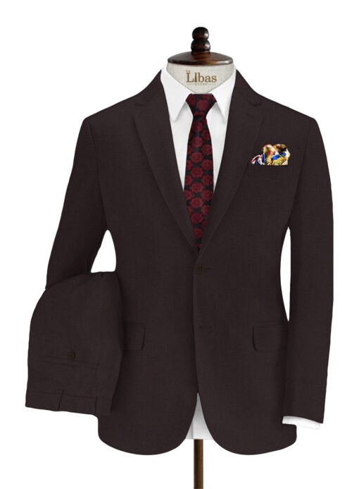 J.Hampstead Men's Terry Rayon Structured 3.75 Meter Unstitched Suiting Fabric (Dark Wine)