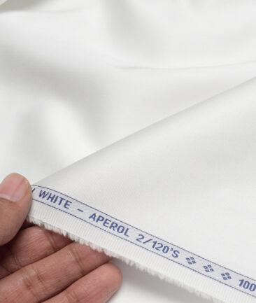 Luthai 120/2 Supima Cotton Solids Unstitched Shirt or Kurta Pajama Fabric (White) - Image 2