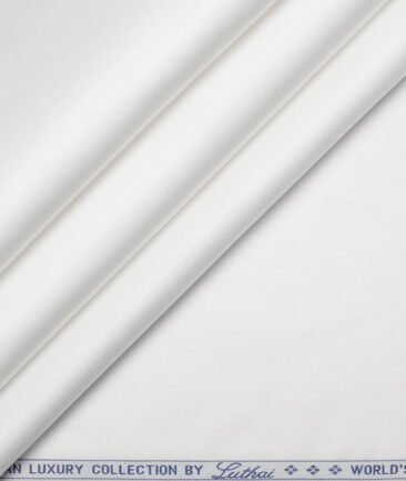 Luthai 120/2 Supima Cotton Solids Unstitched Shirt or Kurta Pajama Fabric (White)