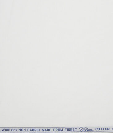 Luthai 120/2 Supima Cotton Solids Unstitched Shirt or Kurta Pajama Fabric (White) - Image 4