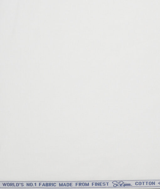 Luthai 120/2 Supima Cotton Solids Unstitched Shirt or Kurta Pajama Fabric (White) - Image 4