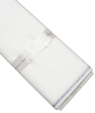 Luthai 120/2 Supima Cotton Solids Unstitched Shirt or Kurta Pajama Fabric (White) - Image 5