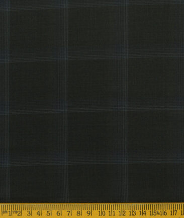Marcellino Men's Terry Rayon Checks 3.75 Meter Unstitched Suiting Fabric (Black)