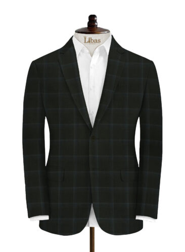 Marcellino Men's Terry Rayon Checks 3.75 Meter Unstitched Suiting Fabric (Black)