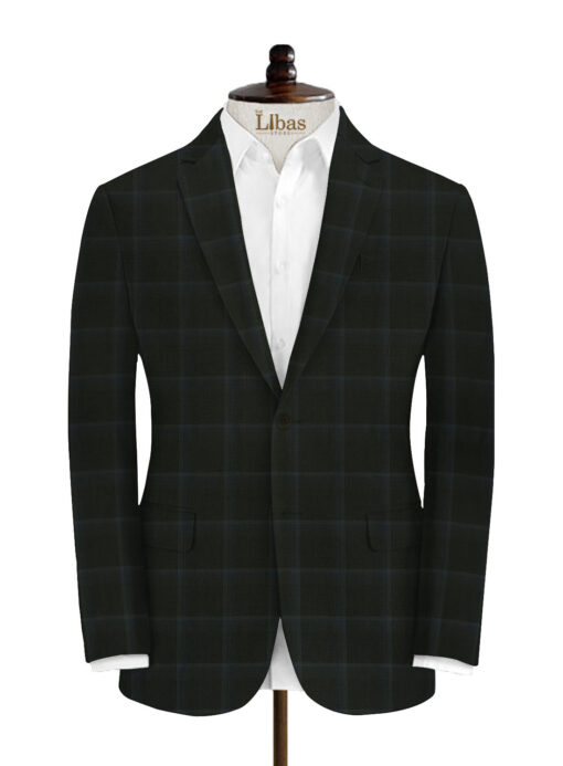 Marcellino Men's Terry Rayon Checks 3.75 Meter Unstitched Suiting Fabric (Black)