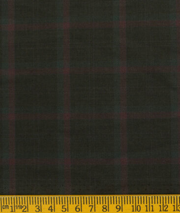 Marcellino Men's Terry Rayon Checks 3.75 Meter Unstitched Suiting Fabric (Dark Brown)