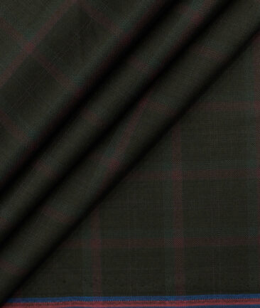 Marcellino Men's Terry Rayon Checks 3.75 Meter Unstitched Suiting Fabric (Dark Brown)