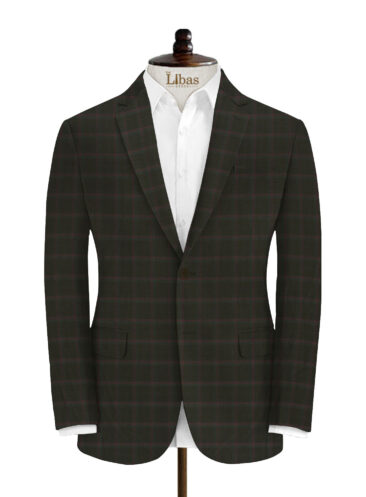 Marcellino Men's Terry Rayon Checks 3.75 Meter Unstitched Suiting Fabric (Dark Brown)