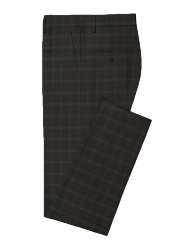 Marcellino Men's Terry Rayon Checks 3.75 Meter Unstitched Suiting Fabric (Dark Brown)