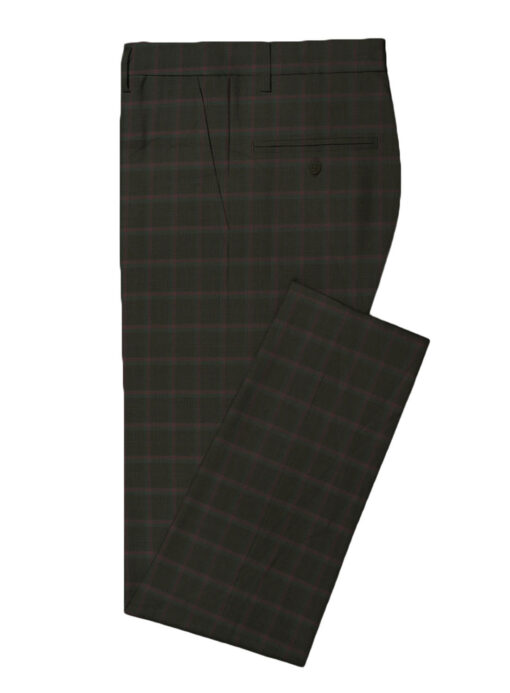 Marcellino Men's Terry Rayon Checks 3.75 Meter Unstitched Suiting Fabric (Dark Brown)