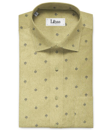 Nemesis Men's Premium Cotton Printed 2.25 Meter Unstitched Shirting Fabric (Beige)