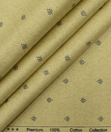 Nemesis Men's Premium Cotton Printed 2.25 Meter Unstitched Shirting Fabric (Beige)