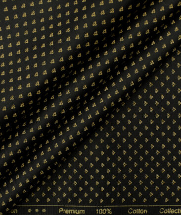Nemesis Men's Premium Cotton Printed 2.25 Meter Unstitched Shirting Fabric (Black)