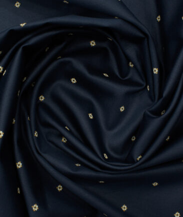 Nemesis Men's Premium Cotton Printed 2.25 Meter Unstitched Shirting Fabric (Dark Blue)
