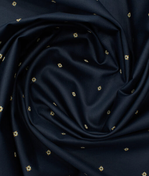 Nemesis Men's Premium Cotton Printed 2.25 Meter Unstitched Shirting Fabric (Dark Blue)