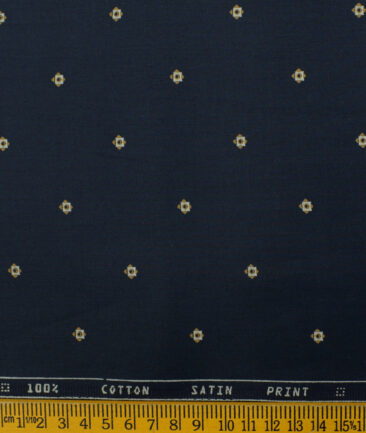 Nemesis Men's Premium Cotton Printed 2.25 Meter Unstitched Shirting Fabric (Dark Blue)