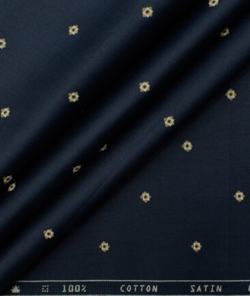 Nemesis Men's Premium Cotton Printed 2.25 Meter Unstitched Shirting Fabric (Dark Blue)