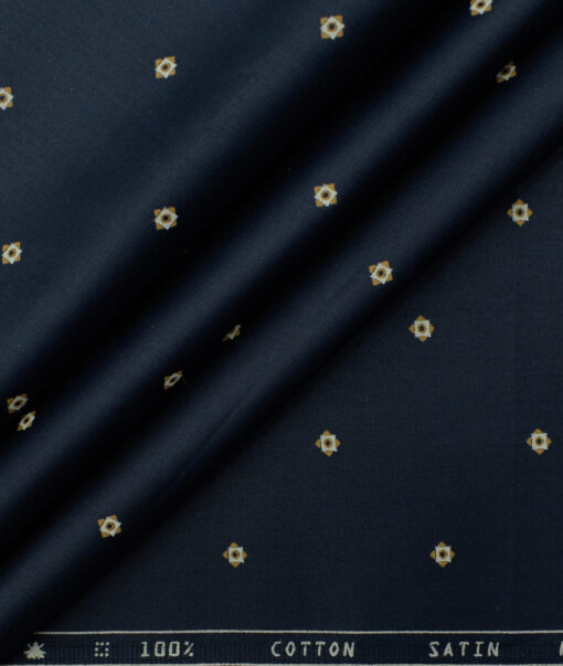 Nemesis Men's Premium Cotton Printed 2.25 Meter Unstitched Shirting Fabric (Dark Blue)
