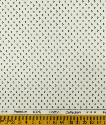 Nemesis Men's Premium Cotton Printed 2.25 Meter Unstitched Shirting Fabric (White)