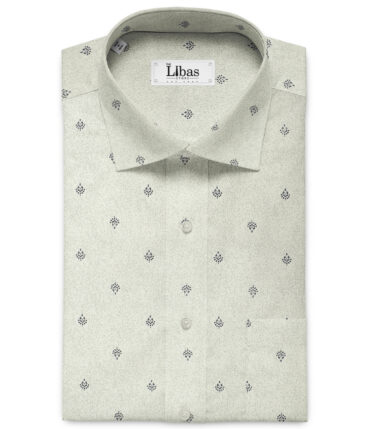 Nemesis Men's Premium Cotton Printed 2.25 Meter Unstitched Shirting Fabric (White & Grey)