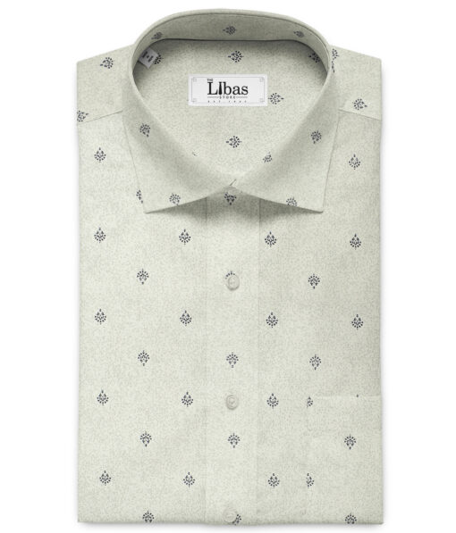 Nemesis Men's Premium Cotton Printed 2.25 Meter Unstitched Shirting Fabric (White & Grey)