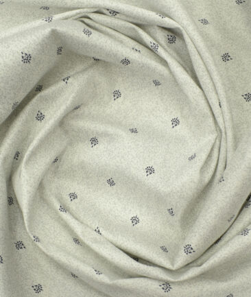 Nemesis Men's Premium Cotton Printed 2.25 Meter Unstitched Shirting Fabric (White & Grey)
