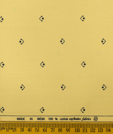 Nemesis Men's Premium Cotton Printed 2.25 Meter Unstitched Shirting Fabric (Yellow)