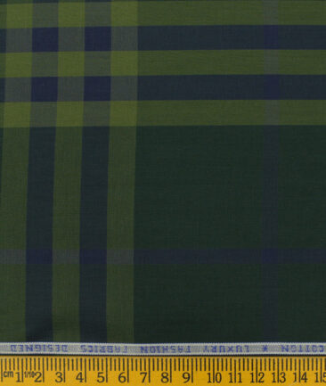 Nemesis Men's Giza Cotton Checks 2.25 Meter Unstitched Shirting Fabric (Dark Pine Green)