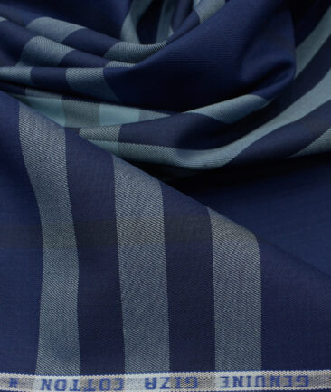 Nemesis Men's Giza Cotton Checks 2.25 Meter Unstitched Shirting Fabric (Dark Royal Blue)