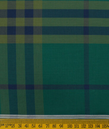 Nemesis Men's Giza Cotton Checks 2.25 Meter Unstitched Shirting Fabric (Dark Sea Green)