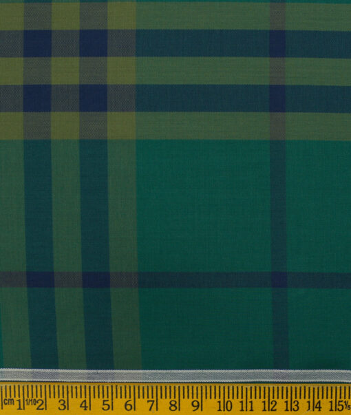 Nemesis Men's Giza Cotton Checks 2.25 Meter Unstitched Shirting Fabric (Dark Sea Green)