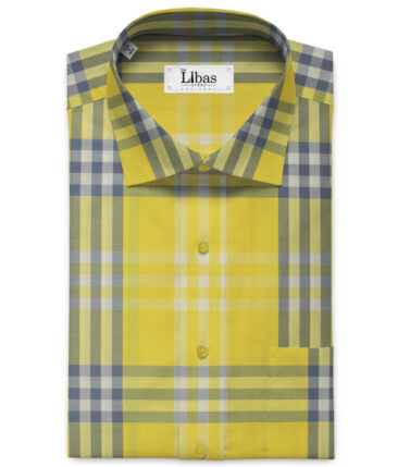 Nemesis Men's Giza Cotton Structured 2.25 Meter Unstitched Shirting Fabric (Yellow)
