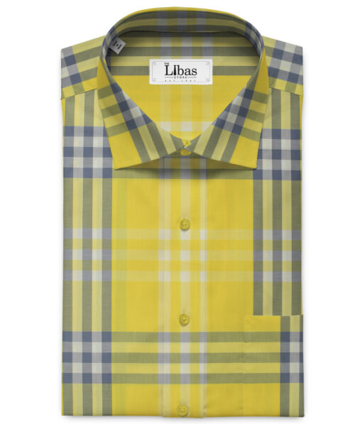 Nemesis Men's Giza Cotton Structured 2.25 Meter Unstitched Shirting Fabric (Yellow)