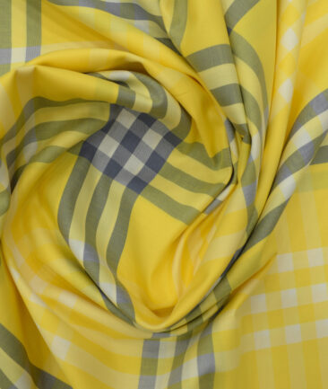 Nemesis Men's Giza Cotton Structured 2.25 Meter Unstitched Shirting Fabric (Yellow)