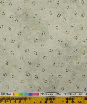PEE GEE Men's Premium Cotton Printed 2.25 Meter Unstitched Shirting Fabric (Pistachious Grey)