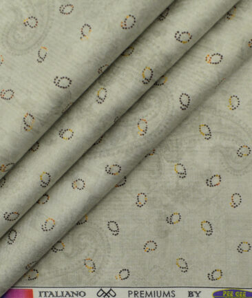 PEE GEE Men's Premium Cotton Printed 2.25 Meter Unstitched Shirting Fabric (Pistachious Grey)