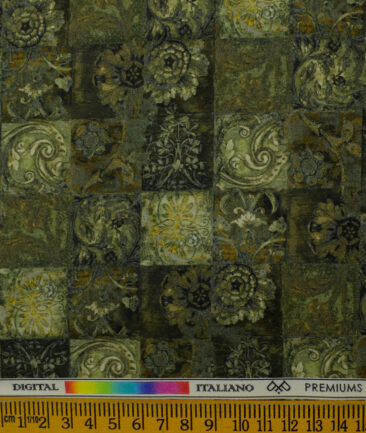 PEE GEE Men's Premium Cotton Printed 2.25 Meter Unstitched Shirting Fabric (Green)