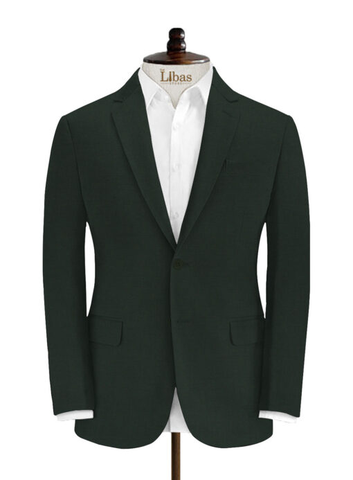 Panero Men's Wool Structured 3.75 Meter Unstitched Suiting Fabric (Dark Pine Green)